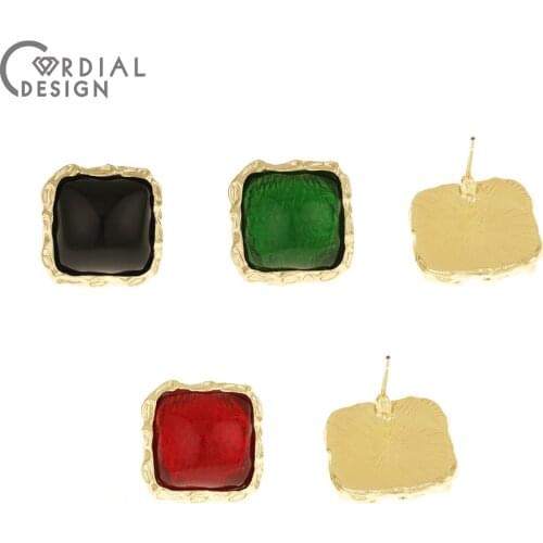 Cordial Design 50Pcs 17*17MM Jewelry Accessories/Earrings Stud/Square Shape/DIY/Cat Eye Effect/Jewelry Findings & Components