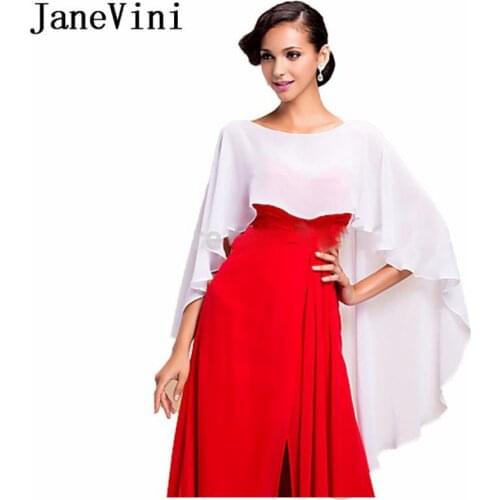 JaneVini Piumino Donna Bridal Chiffon Cape Stola Wedding High Low Bride Bolero Cover Up Womens Evening Shawl Wraps Shrug Summer