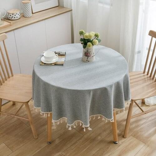 Table Cloth for Home Fabric Table Cloth for Round Tables Linen Tablecloth with Embroidery Kitchen Ornaments Decoration for Party