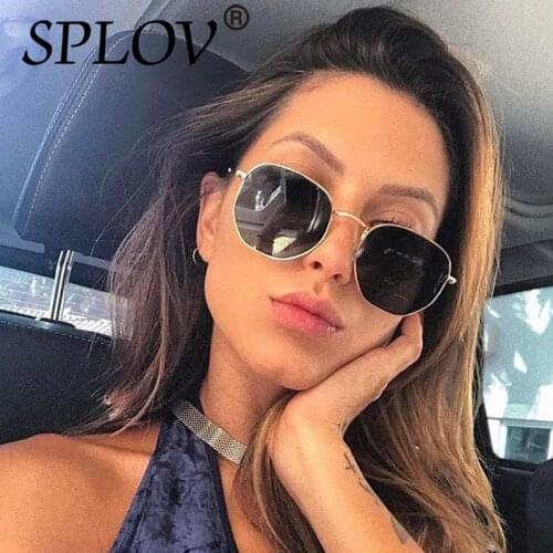 SPLOV Ray Brand Designer Women Polarized Sunglasses Square Polygon Sun Glasses Men Retro Shades Hexagon Metal Frame TOP UV400