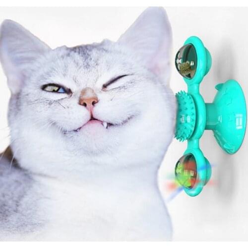 LED Catnip Ball Windmill Pet Cats Scratch Bite Playing Whirling Interactive Toy Cat Entertainment Educational Interactive Toys