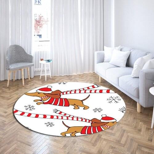 Dachshund Round Carpet Anti Slip Bath Kitchen Rugs Dogs Cartoon Floor Mats for Living Room Bedroom Entrance Doormats Floor Mat