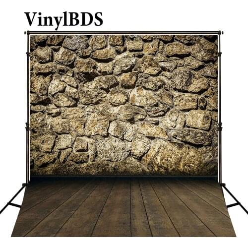 VinylBDS Messy Brick Wall Photography Backdrop Vintage Wooden Floor Background Indoor Wedding Backdrop Children Photo for Studio