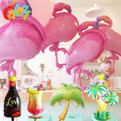 1pcs Flamingo Foil Balloons Hawaiian Tropical Luau Party Supplies decoration Baby Shower Summer fruits Party Birthday Balloons