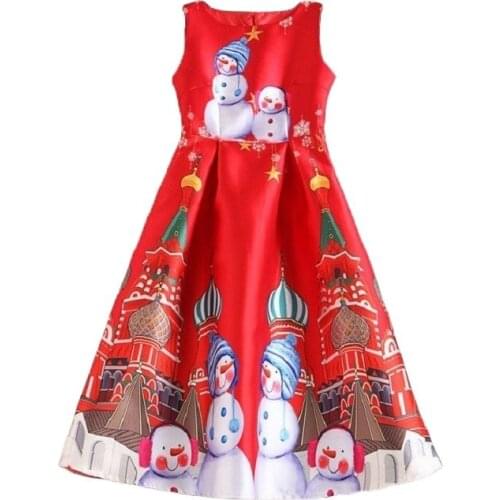 BunniesFairy 2020 New Arrival Snowman Cartoon Print High Waist Red Vest Dress Christmas New Year Party Wear Vestidos de Fiesta