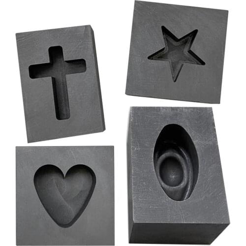 Gold Silver Ingot Mold Heart/Star/Ingot/Cross Graphite Crucible for Melting Metal