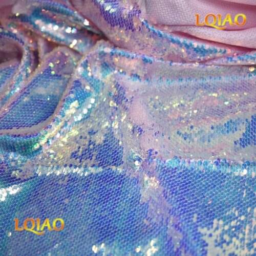 1 Yard High Quality Sparkly Embroidery Dot Pink White-Laser Silver Paillette Sequin Fabric For Cloth/Dress/Party Christmas Decor