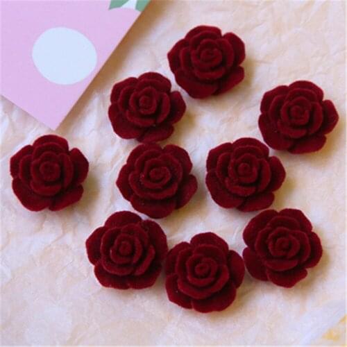 10 / PCS French romantic flocking red rose DIY handmade accessories three-dimensional earrings earrings super fairy headdress ma