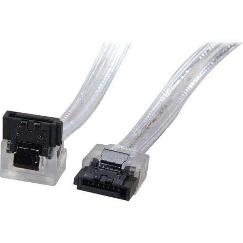 18inch 180 to 90 degree 6Gb/s SATA3 Serial ATA DATA cable with latch for SATA 3.0 SATAIII 6Gbps HDD Hard Drive Disk/ SSD -Sliver