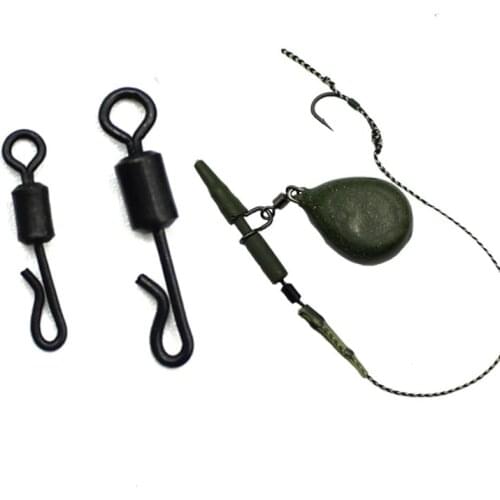 20PCS Carp Fishing Quick Change Rolling Swivel Carp Rig Solid Ring Swivels Long Body Swivel Snap Connectors Fishing Tool