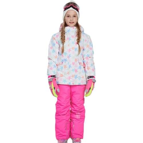 2020 Girl Skiing Suits Fleece Winter Kids Snow Sets Windproof Jackets Overalls Children Clothing Set Sports Snowboarding Clothes