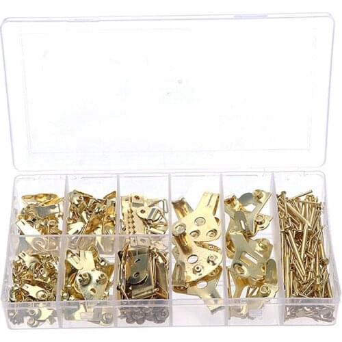 300PCS Household Hook Tool Kit Boxed Gold Hanging Painting Copper Cap Hook Seamless Nail Accessories