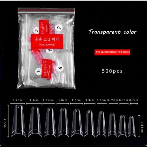 500pcs/Box French denim natural color transparent False Nail Tips Acrylic Transparent Capusule Ongle Manicure Tools