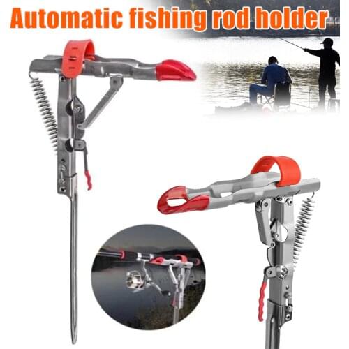 Automatic Fishing Rack Rod Holder with Tip-up Hook Setter Spring Stainless Steel Gear