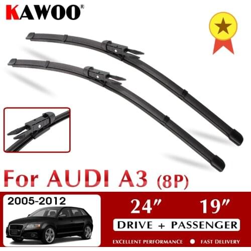 KAWOO Car Wiper Blades For Audi A3 (8P) October 2005 - Nov. 2012 Windshield Windscreen Window 24"+19" LHD RHD Auto Accessories