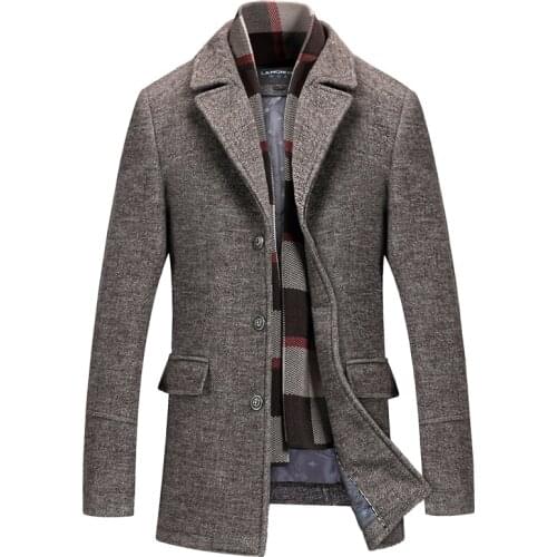 Brand clothing Men Wool Blend Coats Autumn Winter New Solid Color High Quality Woolen Jacket Luxurious Brand Clothing S-4XL