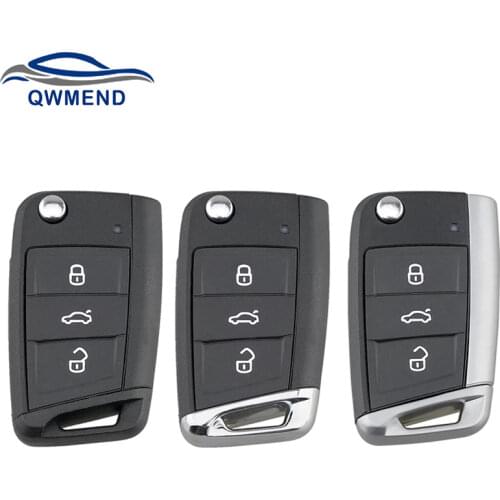 BHKEY Flip Car Remote Key Shell for Volkswagen Passat B5 VW Golf 7 MK7 Skoda Seat Octavia Beetle Polo Bora 3 Buttons