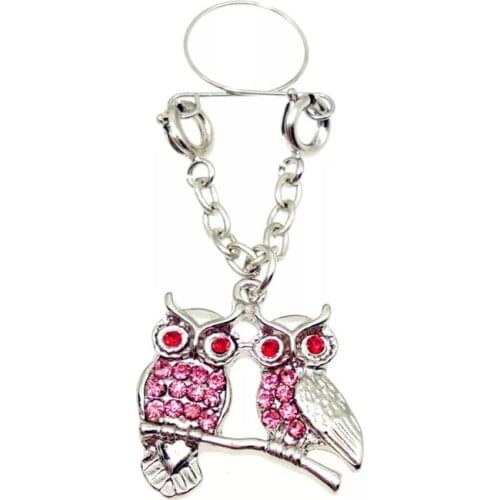 Hot Cute Animal Owl Non pierced Clip On Nipple Ring Women Fake Nipple Rings Fashion Crystal Dangle Adjustable Sexy Body Jewelry