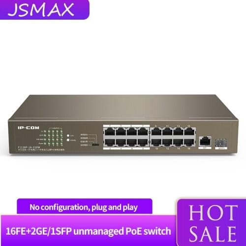 JSMAX F1118P-16-150W IPCOM 16*10/100Mbps RJ45 Ethernet Network Switch 16Ports,135W PoE power supply For IP Camera