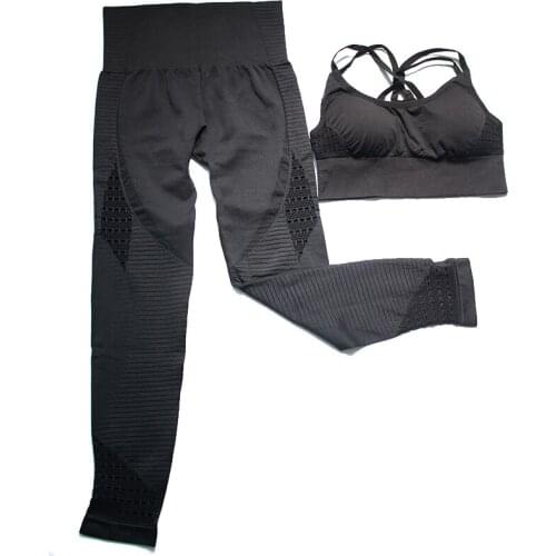 LANTECH Yoga Sets Gym Fitness Clothing Pants Sportswear Leggings Padded Push-up Seamless Sports Bra Women Sports Suits Set