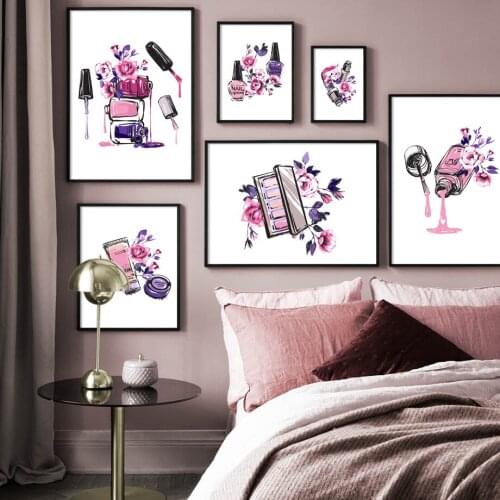Fashion Girl Nail Beauty Salon Makeup Gallery Canvas Painting Nordic Wall Art Prints Poster Wall Pictures Kids Room Decoration