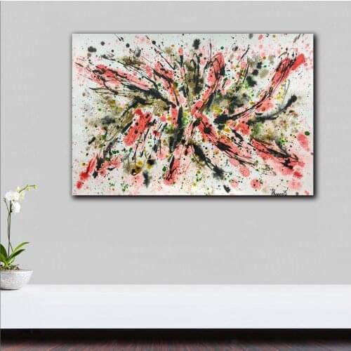 Fashion Colorful Pink Ink Art Wall Posters And Prints Black And White Wall Art Canvas Paintings Wall Picture For Living Room