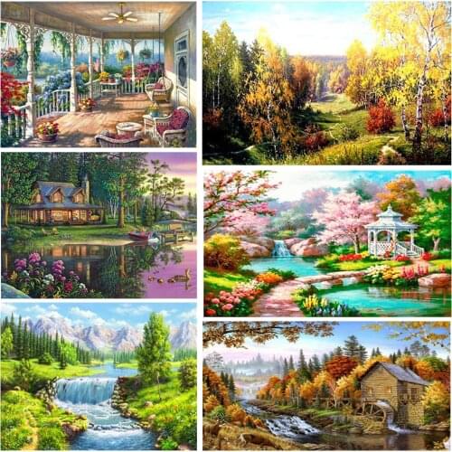 Landscape Nature DIY Cross Stitch Embroidery 11CT Kits Needlework Craft Set Cotton Thread Printed Canvas Home Sale