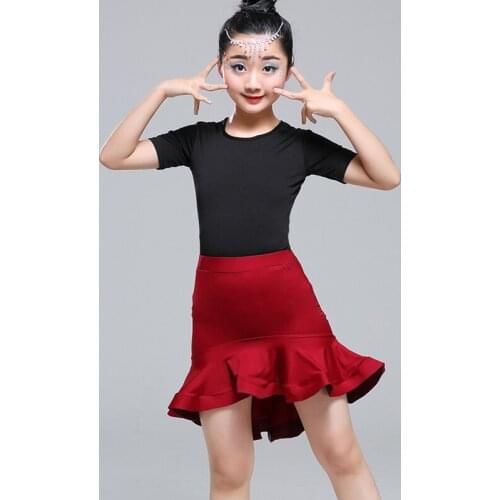 2021 New Latin Dance Backless Skirt Childrens Competition Costumes Fashion Girls Practice Clothes Chacha Dance Costumes