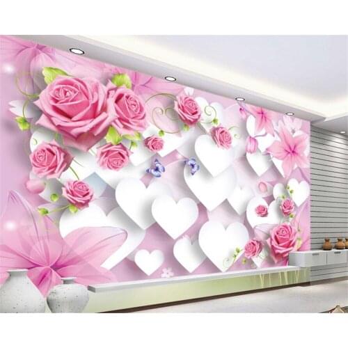 Customized wallpaper papel de parede 3d romantic rose flower love fashion mural modern living room bedroom TV background wall
