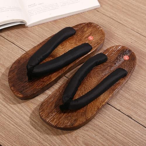 Japanese Style Solid Color Sandals Men Shoes Anime Cosplay Men Women Traditional Slippers Japanese Geta Clogs Wooden FlipFlops