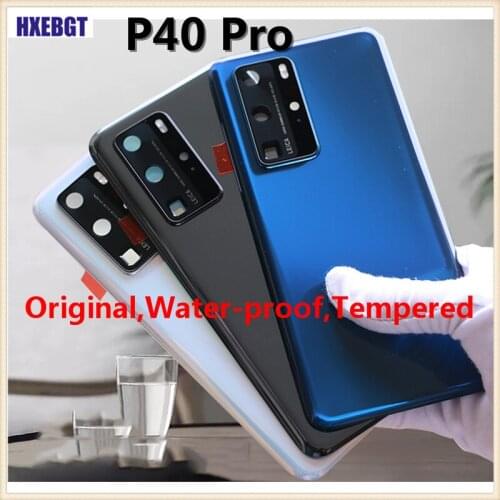 Original Tempered Glass For Huawei P40/P40 Pro Back Cover Housing Door Rear Battery Cover Chassis With Camera Lens + Sticker