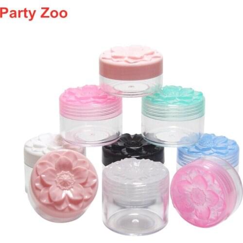 600 X 10g/15g/20g Empty Round Flowers Refillable Plastic Makeup Nail Art Bead Storage Container Portable Cosmetic Cream Jar Box