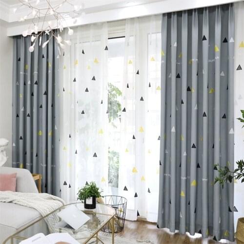 American Modern curtains for Bedroom Geometric Towel Embroidered tulle curtain for Living Room Blackout Elegant Thick Curtains