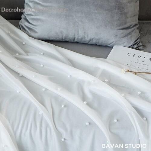 Light Luxury Pearl Pure White Window Screen Simple and Modern Fashion Luxury Home Decor Lace Curtains Light Curtain