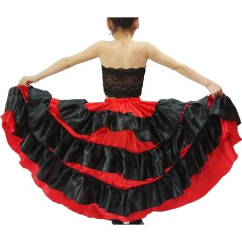 Spanish dance girl costume dress red black dance skirt for children shawl dancing dresses for girls bellydance skirt flamenco