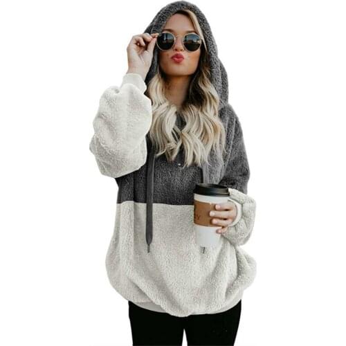 New Plush Warm Hoodie Women Long Sleeve Autumn Winter Keep Warmth Sweatshirt Casual Splicing contrast Tracksuit Pullover Female
