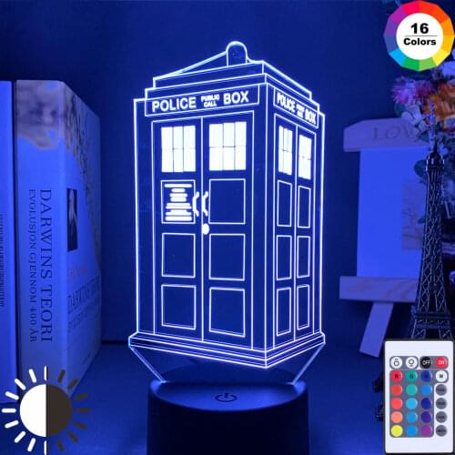 Doctor Who Call Box 3D Optical Led Night Light Lamp for Kids Bedroom Decoration Police Box Gift for Child Room Bedside Lamp