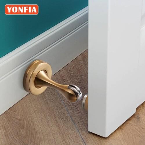 YONFIA 3673 Zinc Alloy Gold Silver Magnetic Door Stop Stopper Holder Catch Floor Fitting With Screws For Bedroom Family Home
