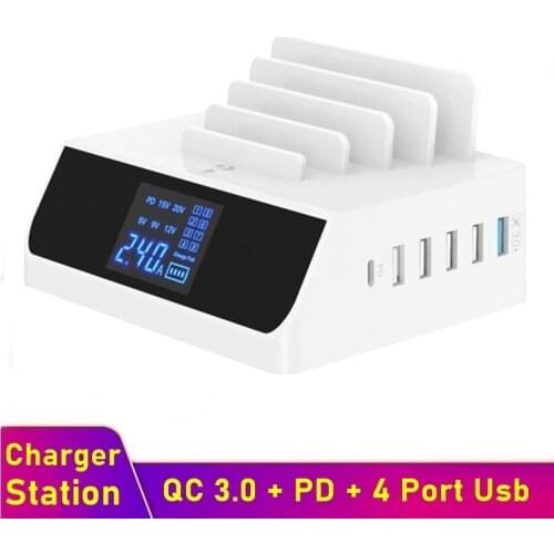Tongdaytech Multi USB Charger Quick Charge QC 3.0 Fast PD Charger Dock Station For iphone 12 11 Pro Max Samsung S20 S10 Note 20