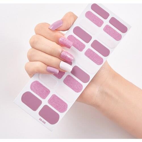 22 Tips/Sheet Pure Solid ColorMinimalist Design Fashion Nail Stickers Nails Art Decoration Full Cover Nail Stickers Shiny