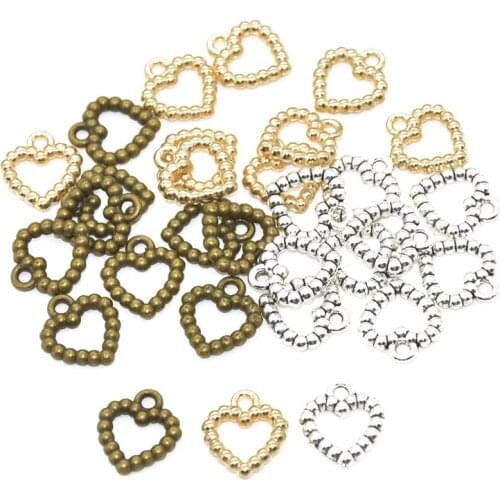 30pcs Wholesale Three Color Heart Charms Alloy Metal Pendants For DIY Handmade Jewelry Accessories Making 14*12mm
