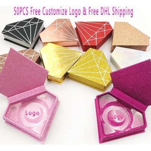 50pcs Wholesale False Eyelash Packaging Box Custom Logo Individual Fake 3d Mink Lashes Extension Box Faux Cils strip Empty Case
