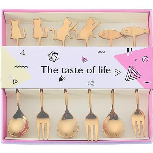 6pcs Hotsale Vintage Teaspoon Innovative Christmas Stainless Steel Spoon Set For Creative Gifts Coffee Dessert Spoon Mix Scoops