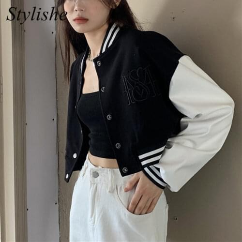 Aelegantmis Women's Black Bomber Jackets