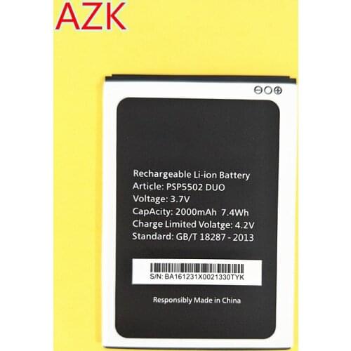 AZK 2PCS/LOT New 3.7V 2000mAh Prestigio PSP5502 PSP5502 DUO Battery for Prestigio Muze A5 / Wize N3 PSP3507 DUO PSP3507 battery