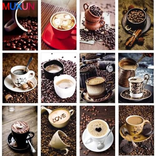 Muxun 5D Diy Full Diamond Painting Coffee And Coffee Beans Diamond Embroidery Cross Stitch Rhinestone Mosaic Home Decor Rp716