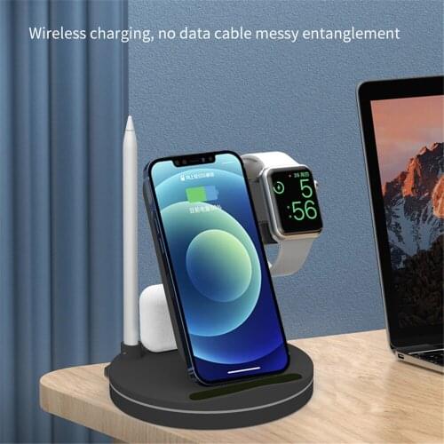 3 in 1 QI Wireless Charger Station 15W Fast Charge Wireless Charging Stand Dock for iPhone 12/11/8 Pro Max AirPods iWatch