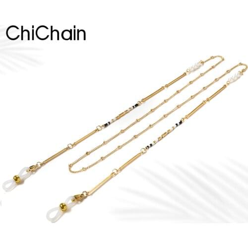 Pearl Beaded Eyeglass Strap Reading Glasses Chain Fashion Sunglasses Holder Neck Cord Glasses Slip Stainless Steel Glass Chain