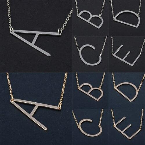 Gold Sliver Rose Gold Color 26 Letter Alphabet Pendant Necklace Free Combination Initial Charm Women Clavicular Chain Jewelry