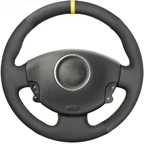 Black Suede Hand-stitched Soft Car Steering Wheel Cover for Renault Megane 2 2002-2009 Kangoo (ZE) 2008- 2013 Scenic 2 2003-2010